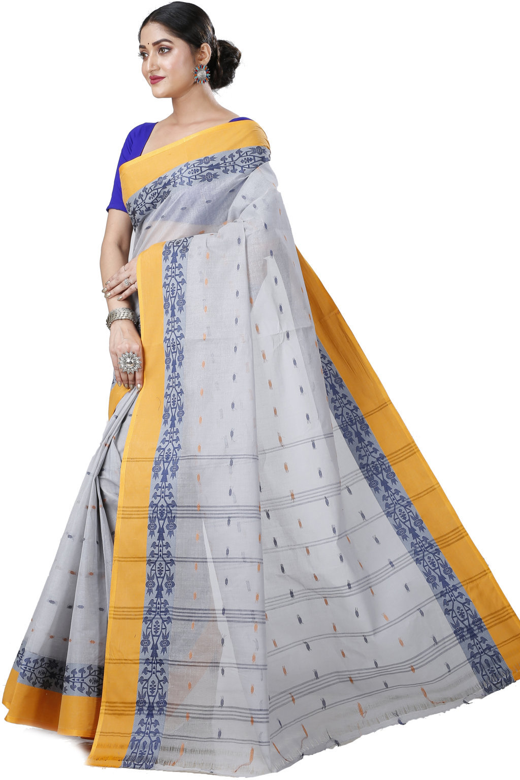 Grey Pure Cotton Apurva Tant Saree (1063)